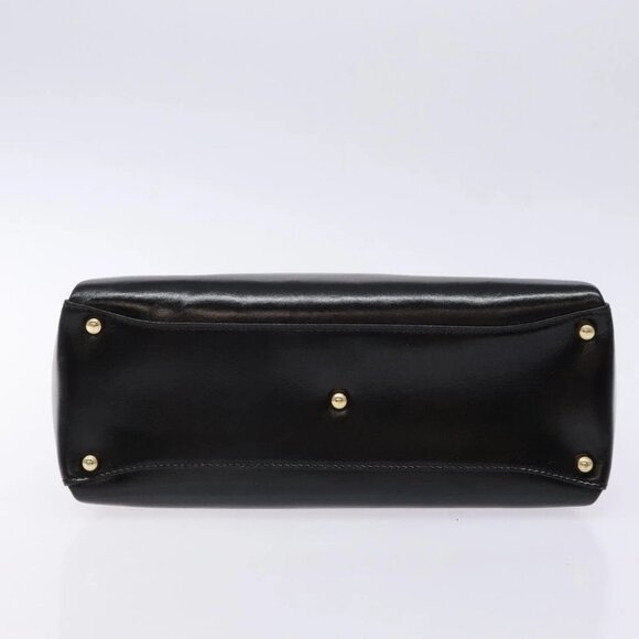 GUCCI Hand Bag Leather Black Gold - Picture 6 of 15